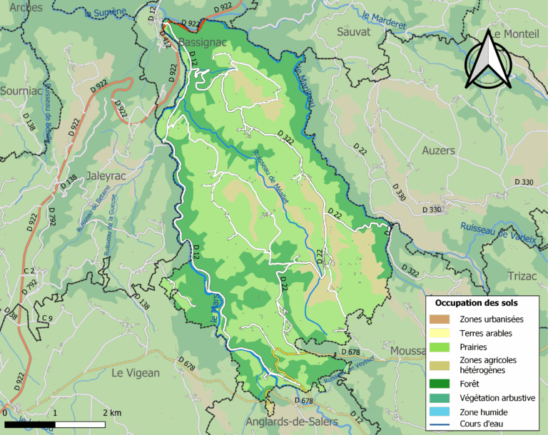Carte des infrastructures et de l'occupation des sols de la commune en 2018 (CLC)