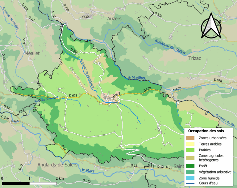 Carte des infrastructures et de l'occupation des sols de la commune en 2018 (CLC)