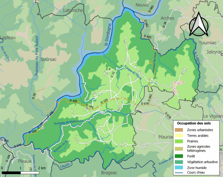 Carte des infrastructures et de l'occupation des sols de la commune en 2018 (CLC)
